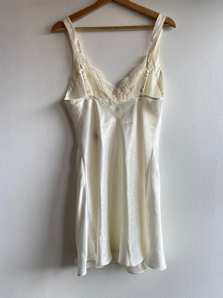 Vintage 90's Victoria's Secret Sequin and Lace Cream Satin Slip Dress