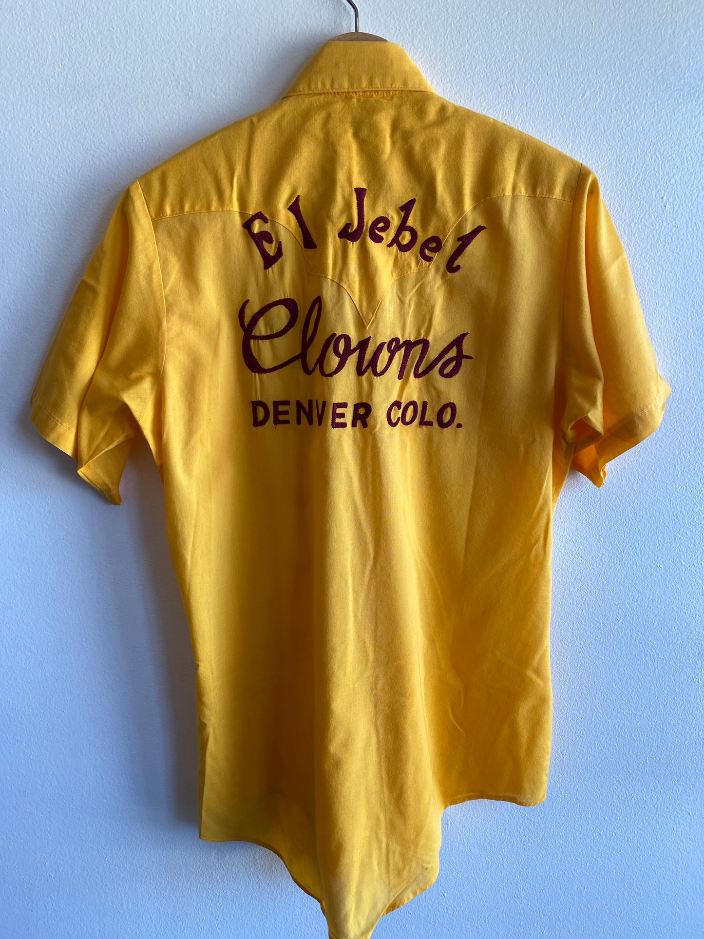 Vintage 1950’s El Jebel Clowns Rayon Pearl Snap Button-Up Shirt