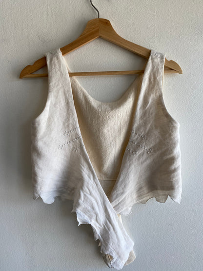 Trash Textiles - Handmade Antique Table Cloth Halter Top