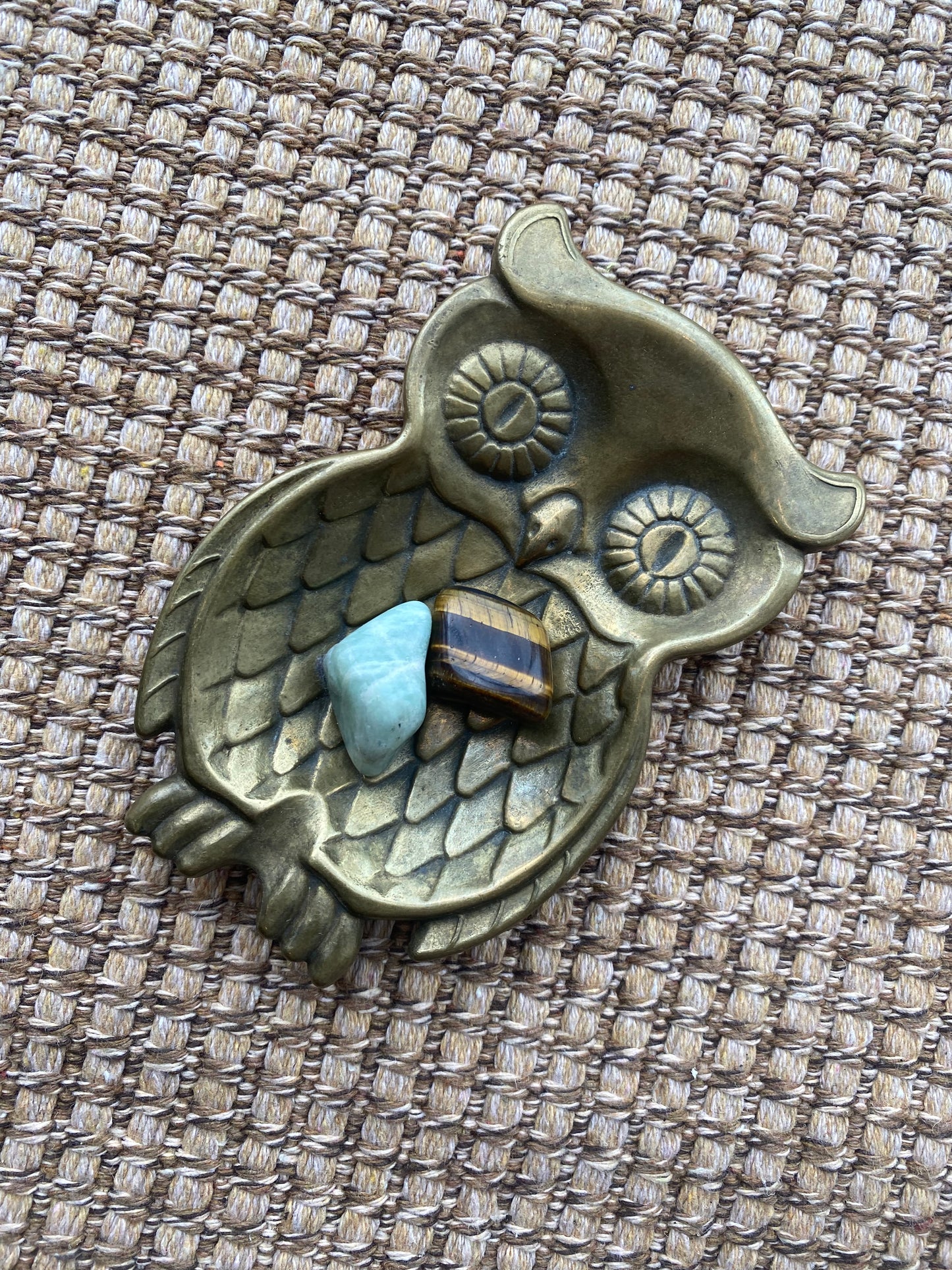 Vintage Brass Owl Trinket Tray