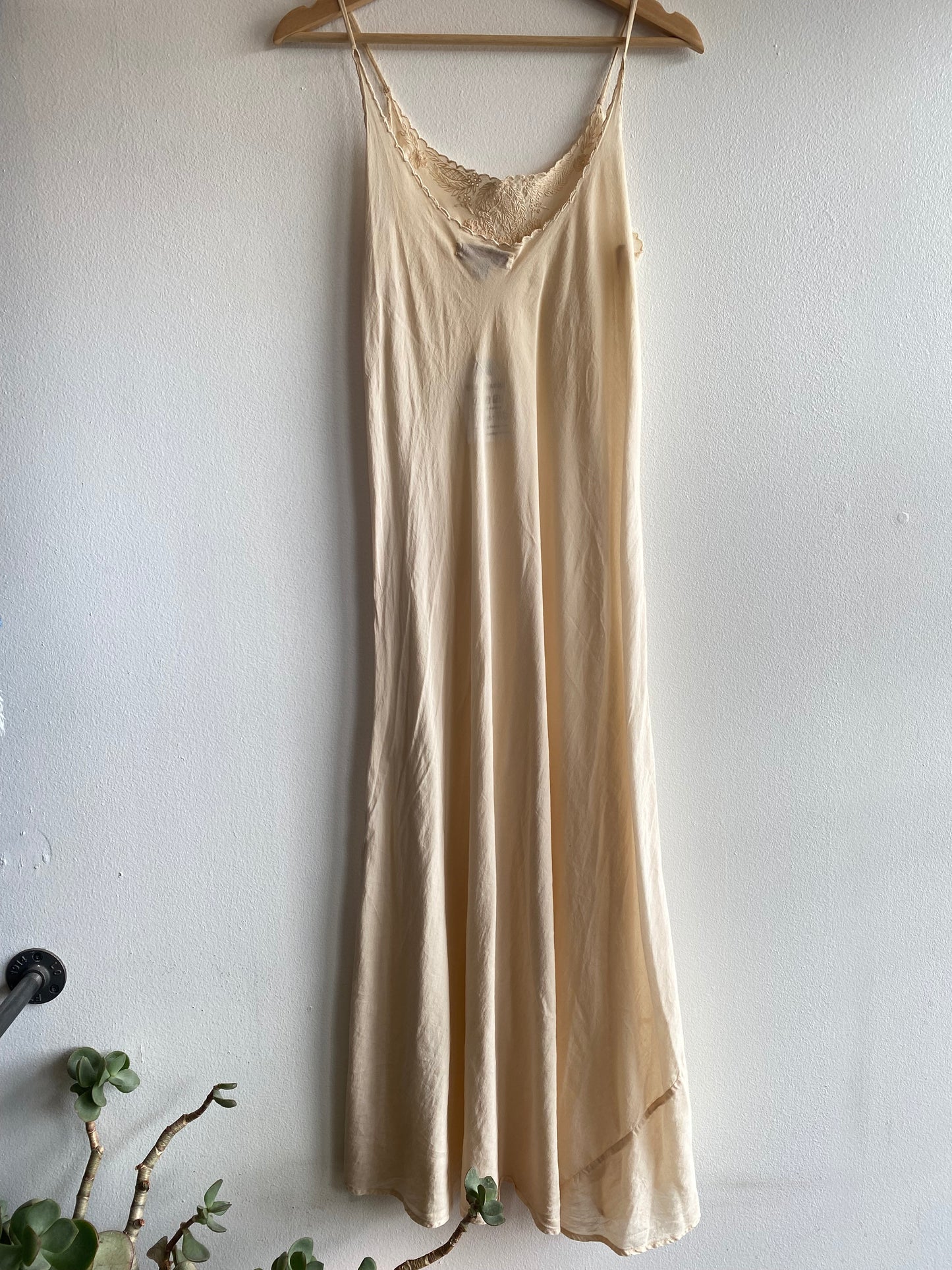 Vintage 90's Off-White Sheer Cotton Maxi Slip Dress