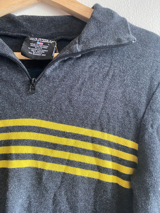 Vintage 90's Ralph Lauren Charcoal and Yellow Polo Rugby Shirt