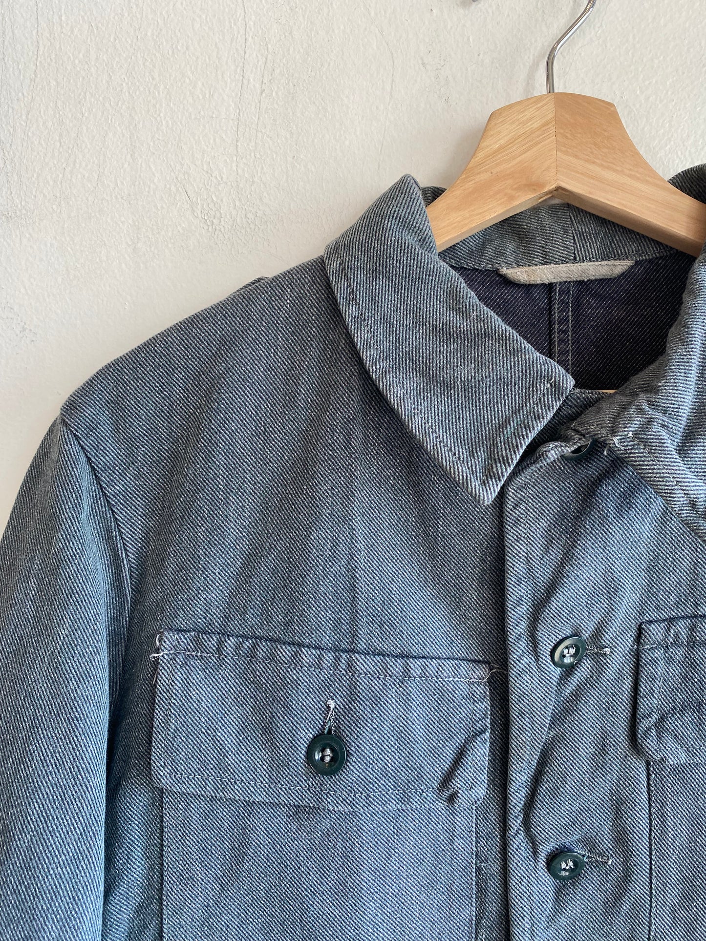 Vintage 1950’s Swiss Salt and Pepper Denim Military Shirt
