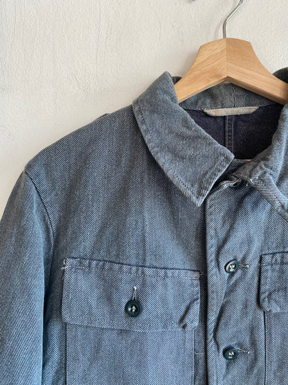 Vintage 1950’s Swiss Salt and Pepper Denim Military Shirt