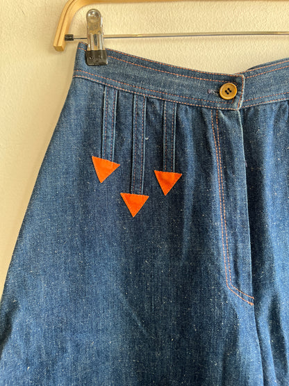 Vintage 1970’s Wide Leg Denim Culotte Shorts