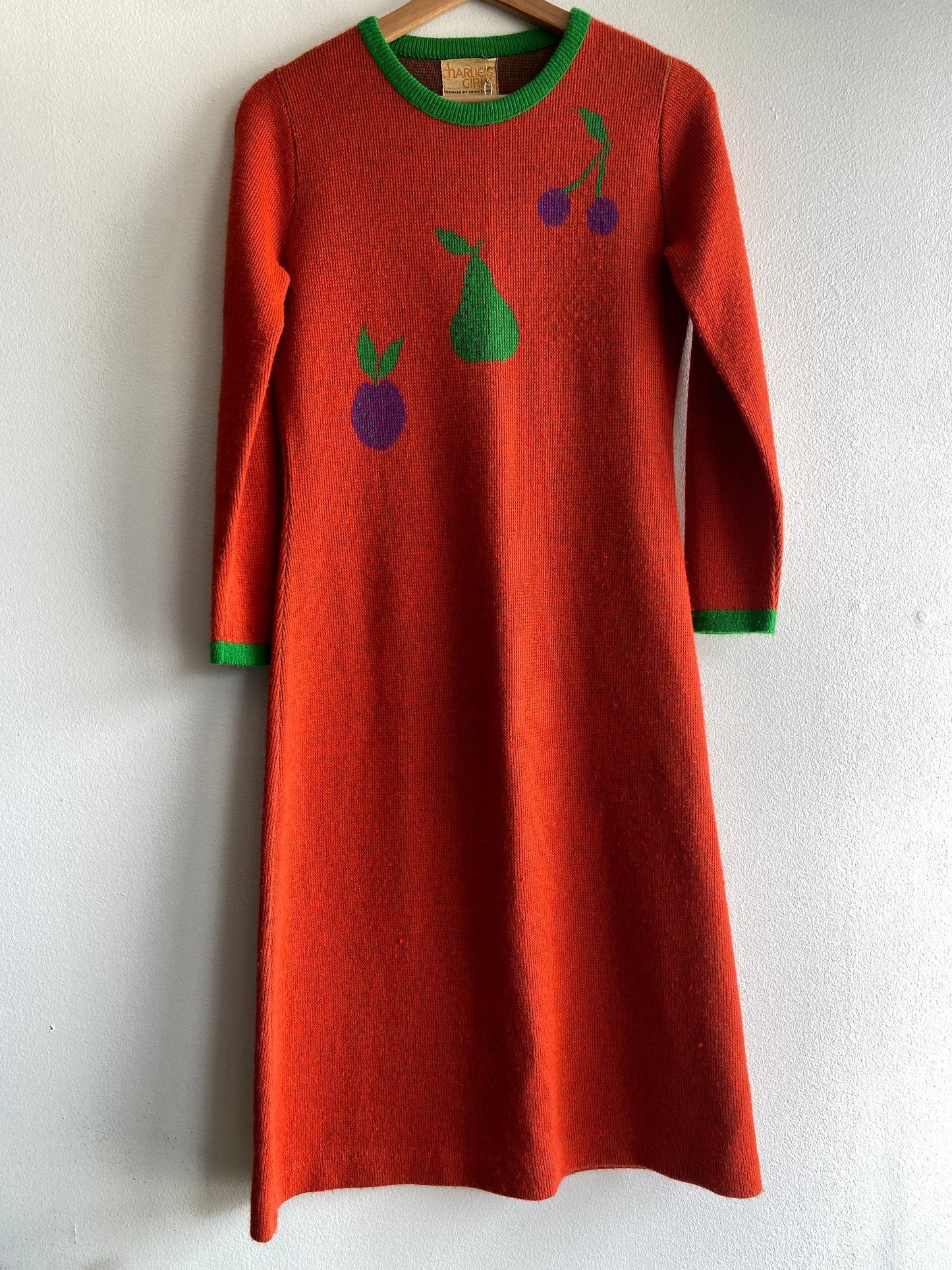 Vintage 60's Orange Fruit Novelty Sweater Dress - La Lovely Vintage 