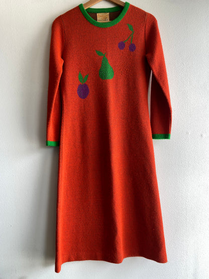 Vintage 60's Orange Fruit Novelty Sweater Dress - La Lovely Vintage 