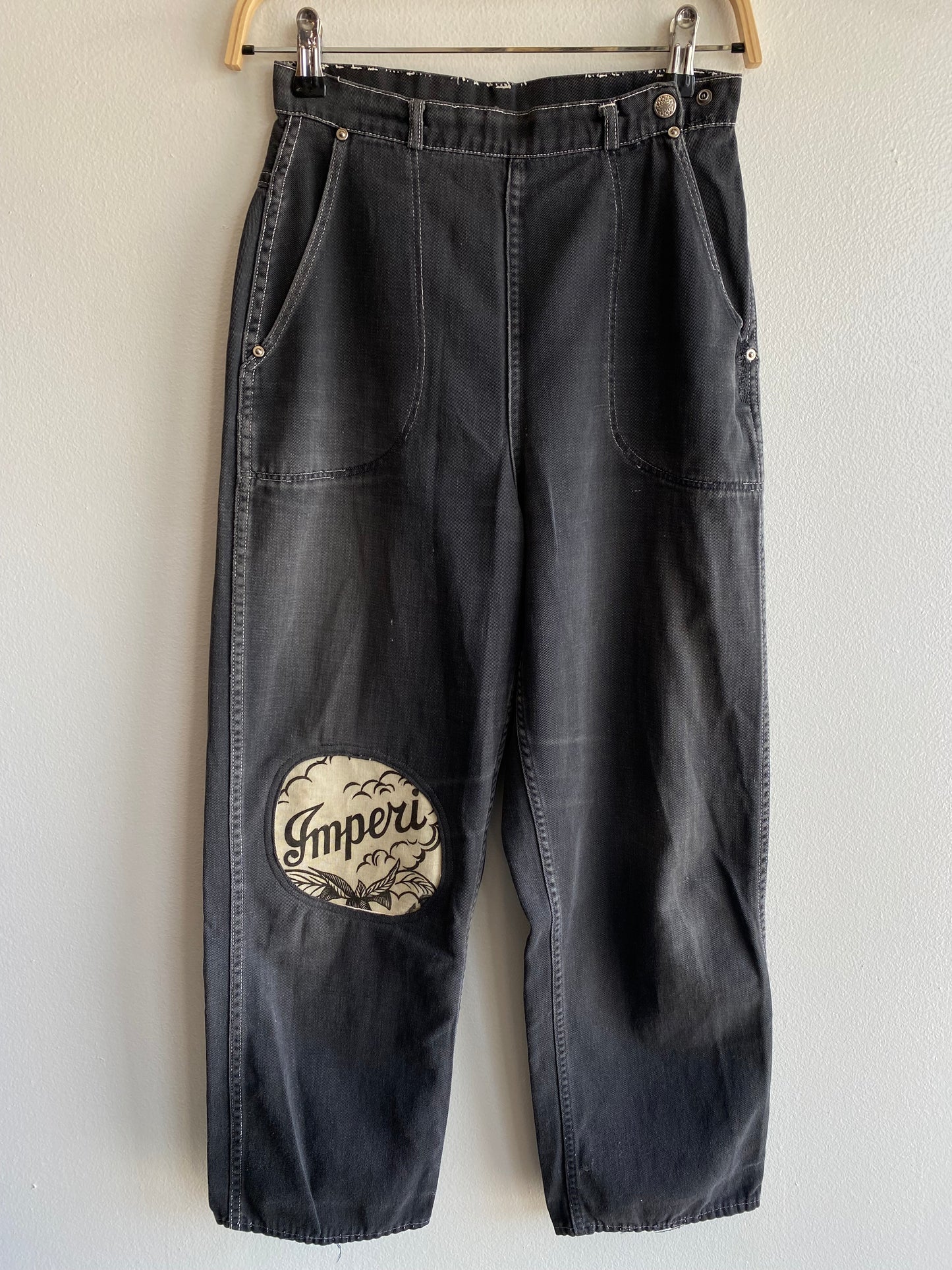 Vintage 1950’s Faded Black Twill Side Zip Trousers