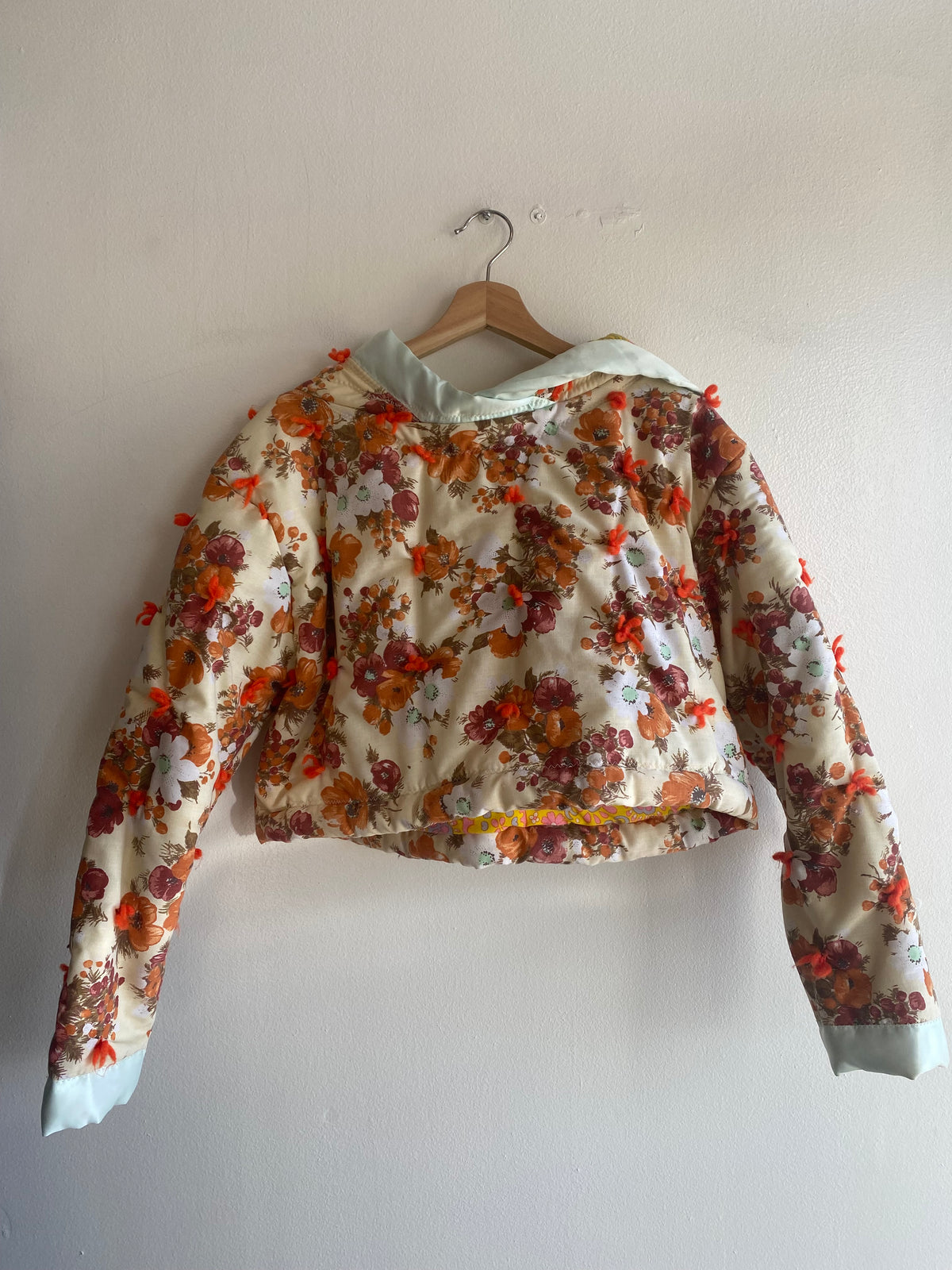 Vintage 70's Handmade Floral Quilt Pullover Jacket
