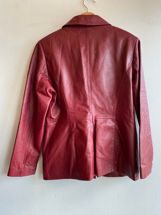Vintage 90's Ruby Red Leather Jacket