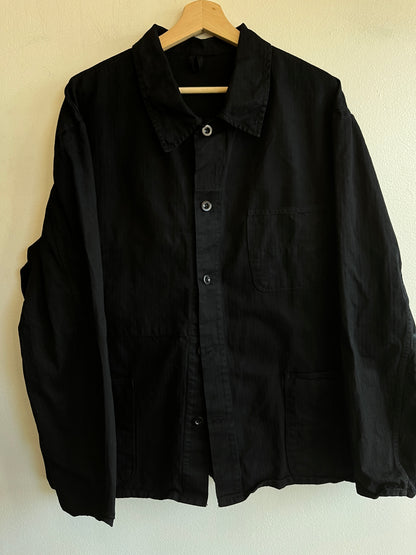 Vintage 1970’s Black Herringbone Twill French Chore Coat