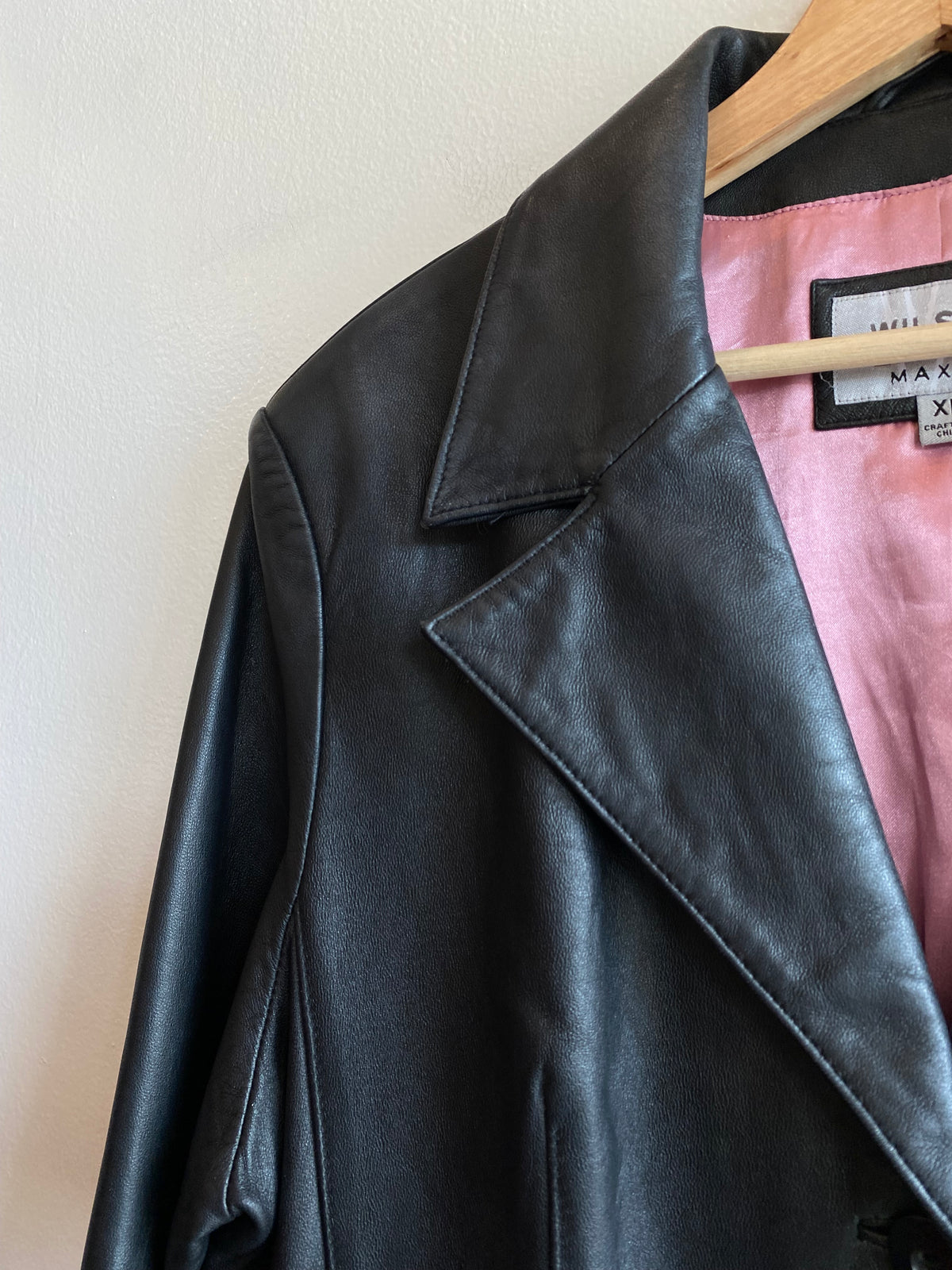 Vintage 1990's Wilson's Leather MAXIMA Black Leather Jacket