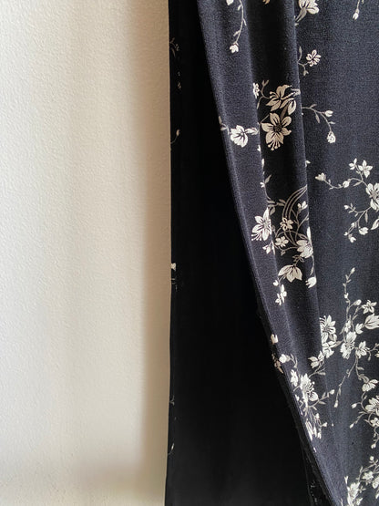 Vintage 90's Sun Fire USA Black & White Floral Maxi Skirt