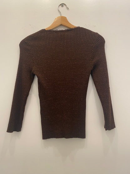 Vintage Y2K Brown Knit 3/4 Sleeve Top