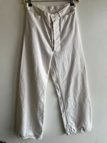 Vintage 1940’s U.S. Navy White Twill Wide Leg Trousers