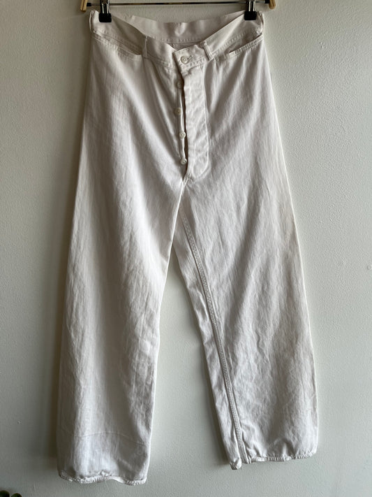 Vintage 1940’s U.S. Navy White Twill Wide Leg Trousers
