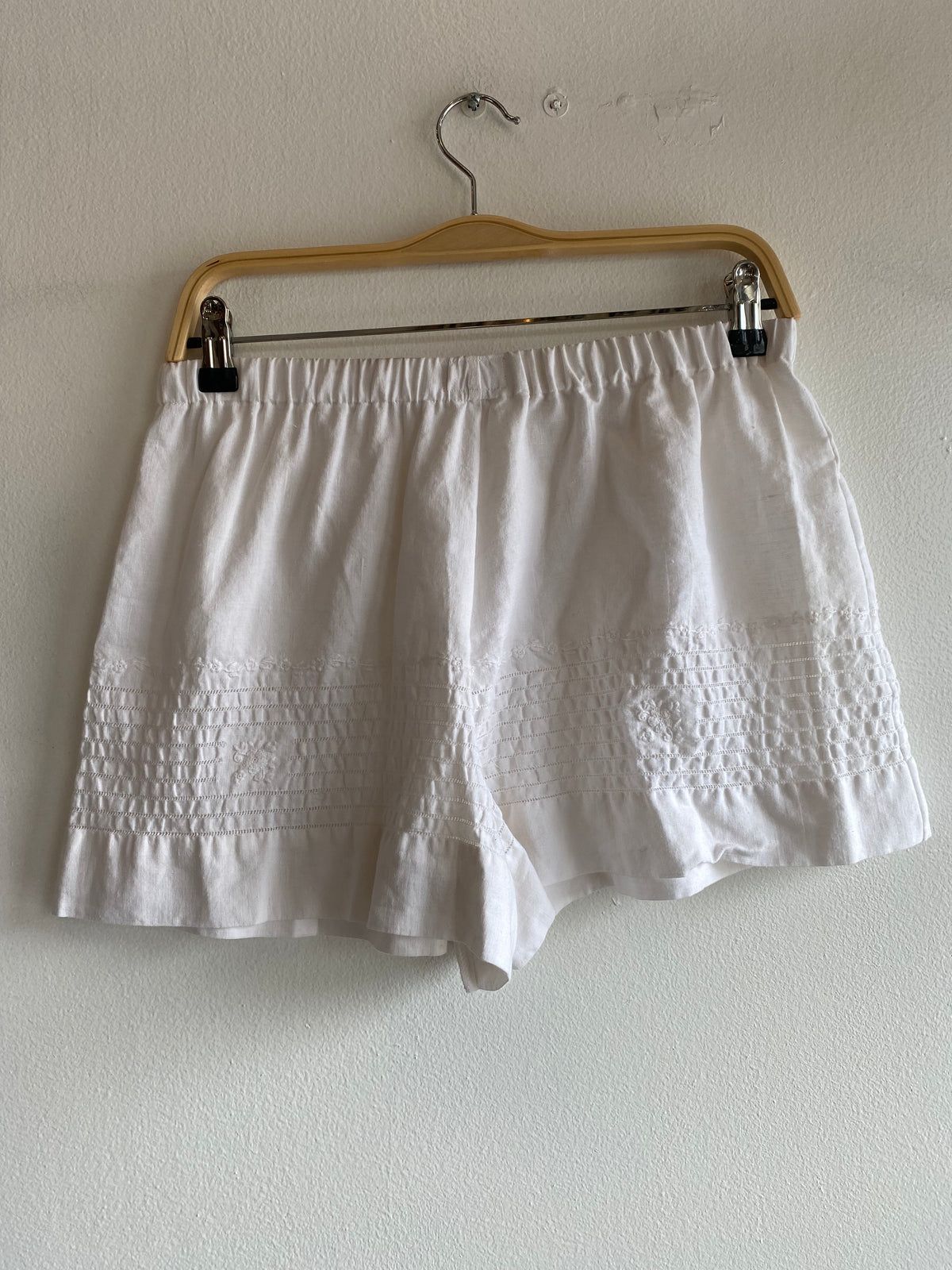 Handmade Vintage Floral Tablecloth White Drawstring  Bloomer Shorts