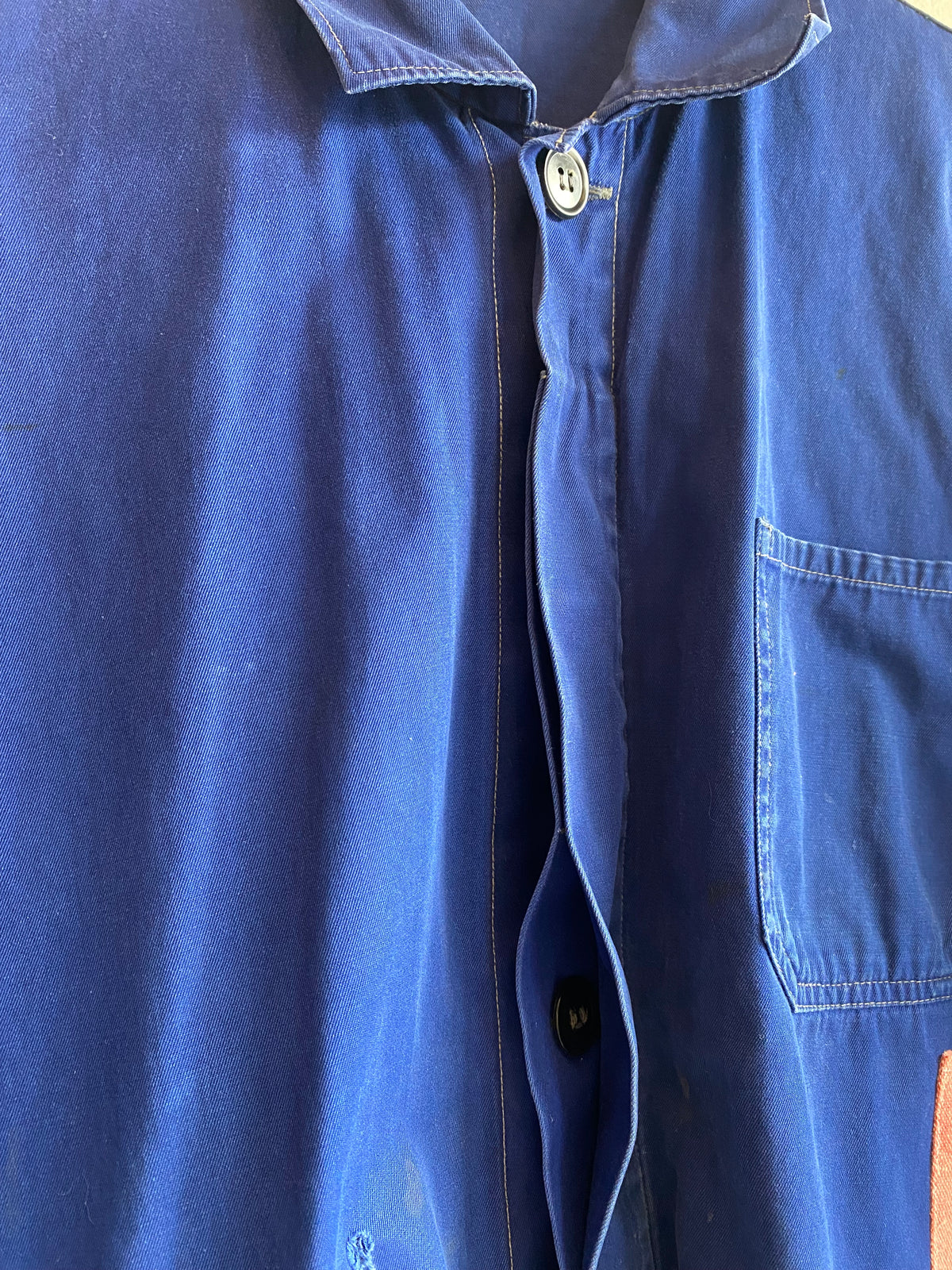 Vintage Patched Cobalt Blue Chore Coat
