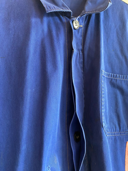 Vintage Patched Cobalt Blue Chore Coat
