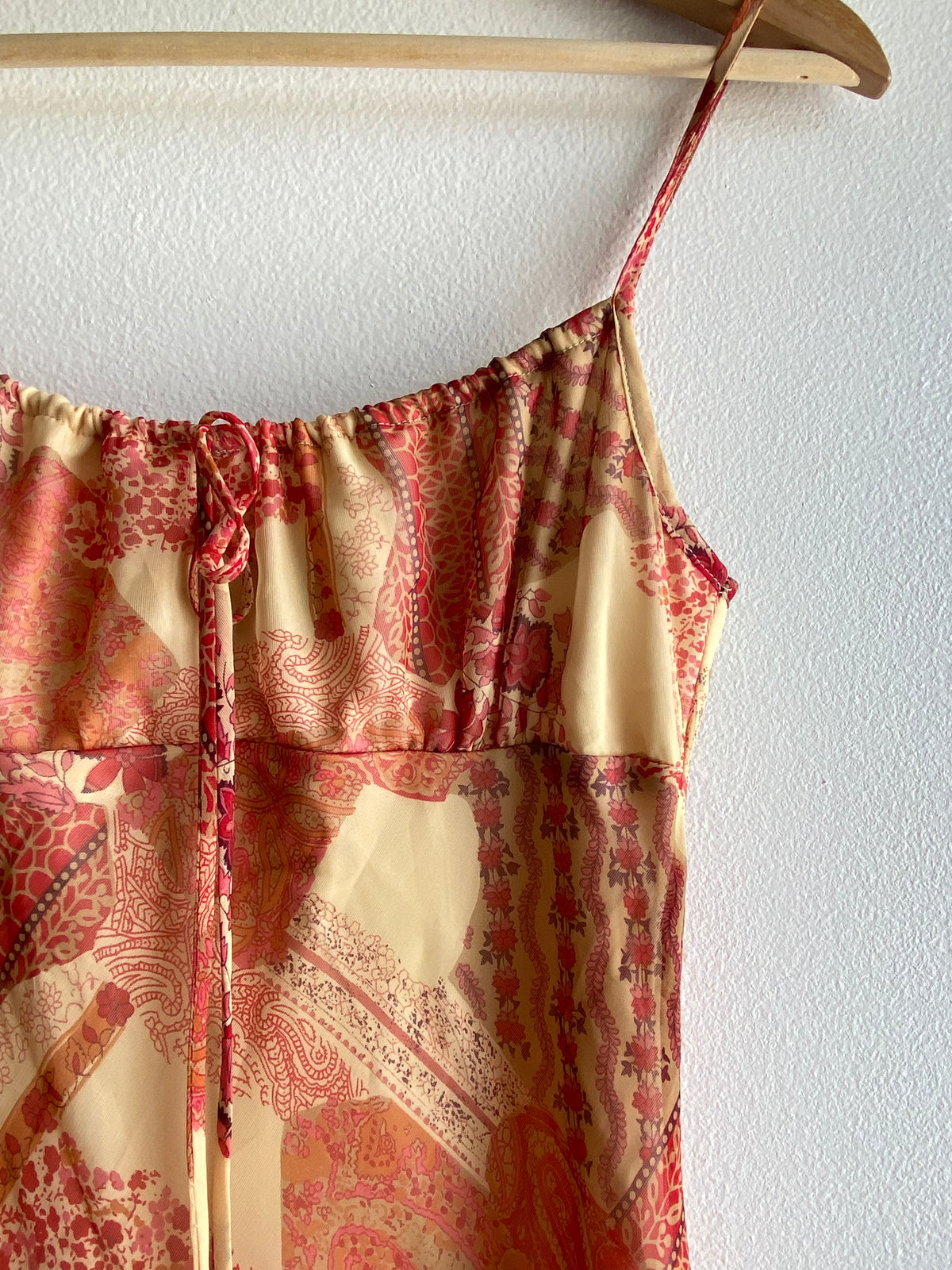 Vintage 90s yellow and orange paisley midi dress - La Lovely Vintage 