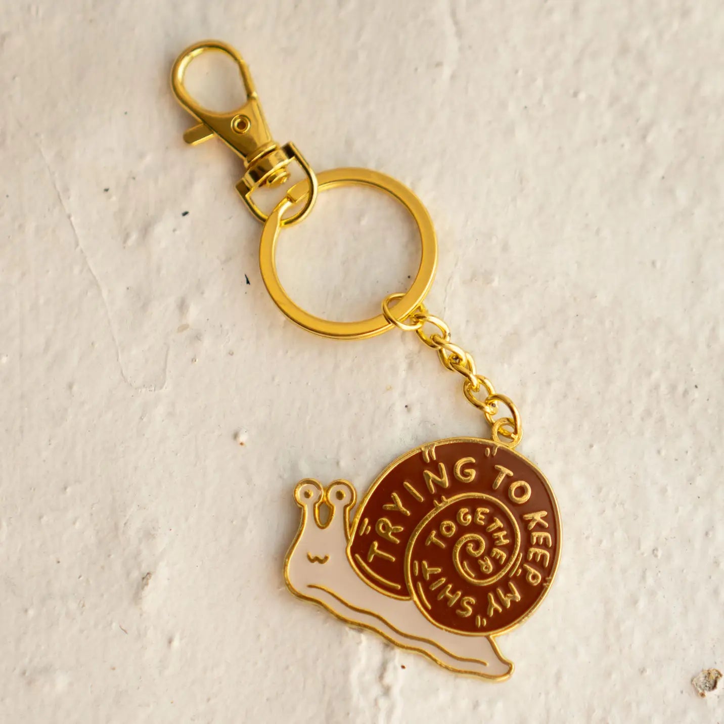 Stay Home Club - Trying Enamel Keychain - La Lovely Vintage 