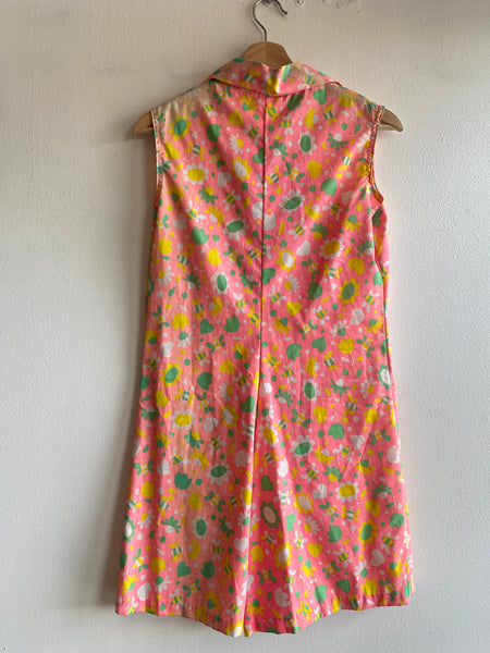 60s/70s pink bumble bee print romper - La Lovely Vintage 