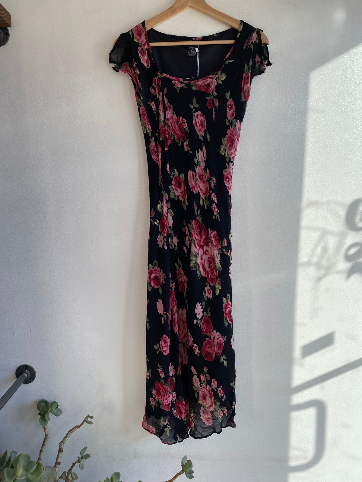 Vintage 90's CDC Black Floral Maxi Dress