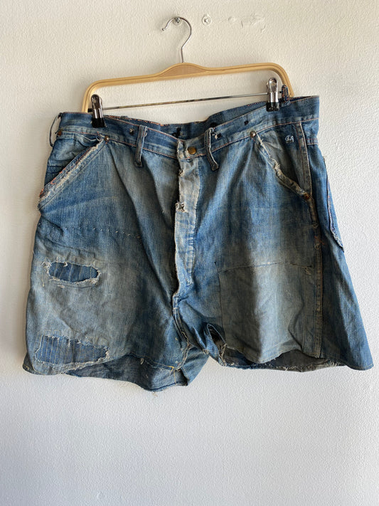 Vintage 1940’s Donut Button Farm Repair Denim Shorts