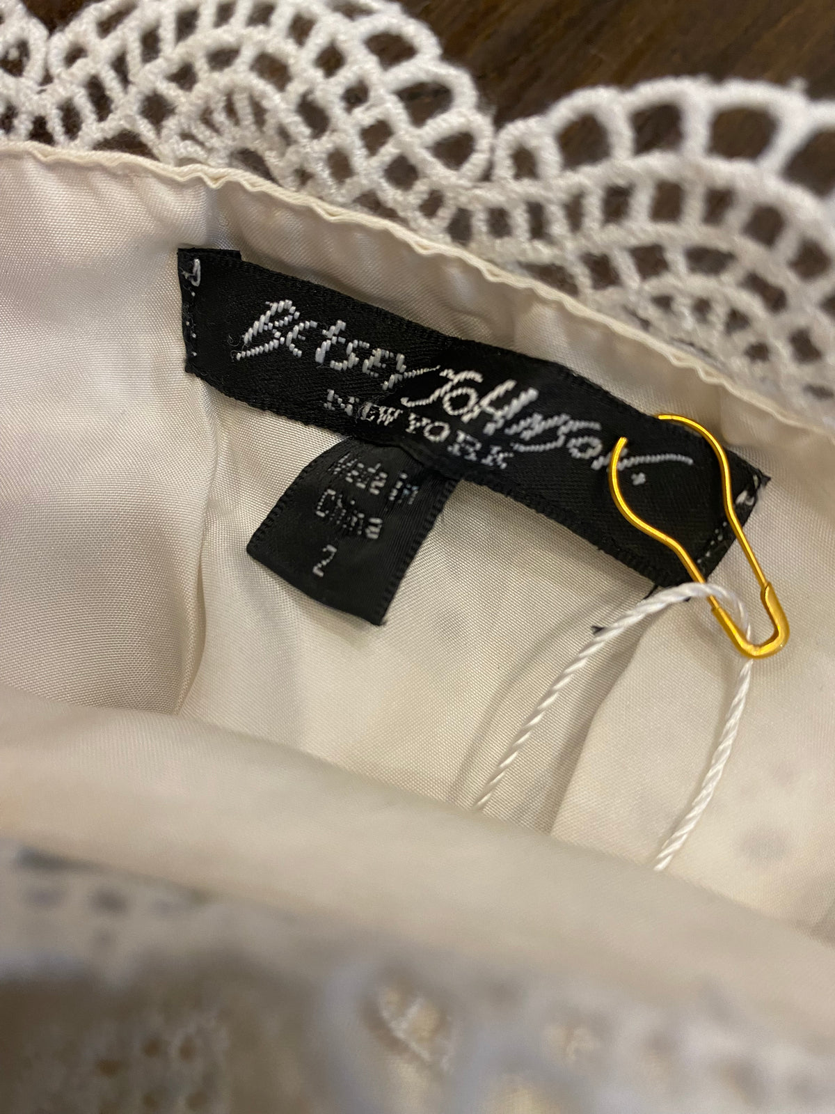 Vintage 90's Betsey Johnson White Cotton & Lace Strapless Mini Dress