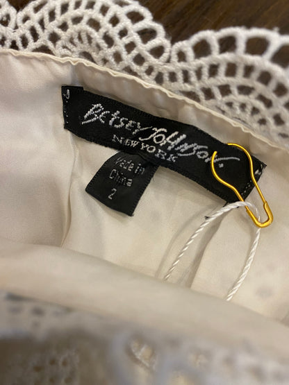 Vintage 90's Betsey Johnson White Cotton & Lace Strapless Mini Dress