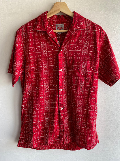 Vintage 1950’s Brent Bandana Print Loop Collar Button Up Shirt