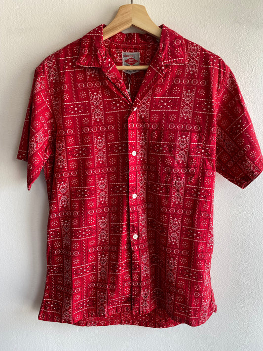 Vintage 1950’s Brent Bandana Print Loop Collar Button Up Shirt