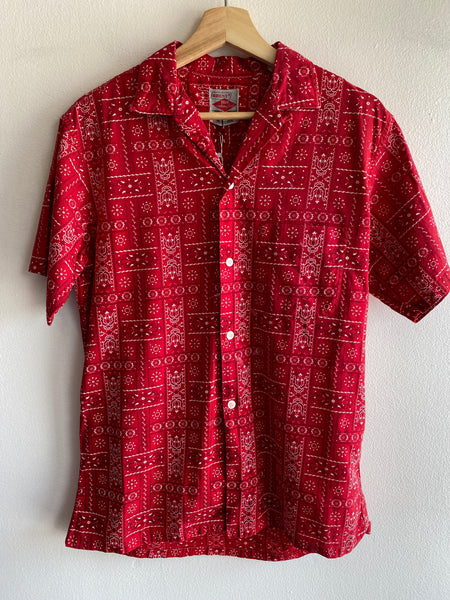 Vintage 1950’s Brent Bandana Print Loop Collar Button Up Shirt