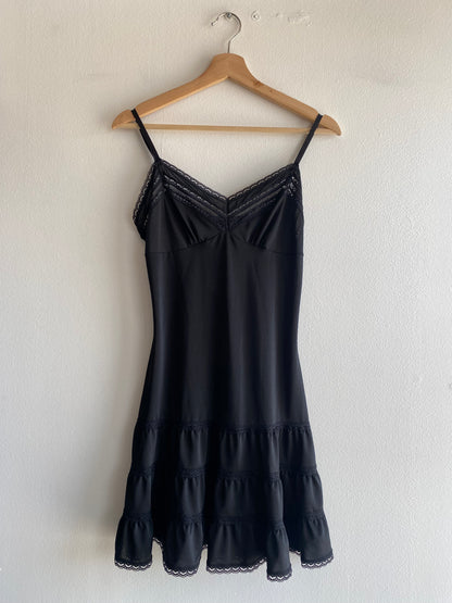 Vintage Y2K Victoria's Secret Ruffled Black Slip Dress