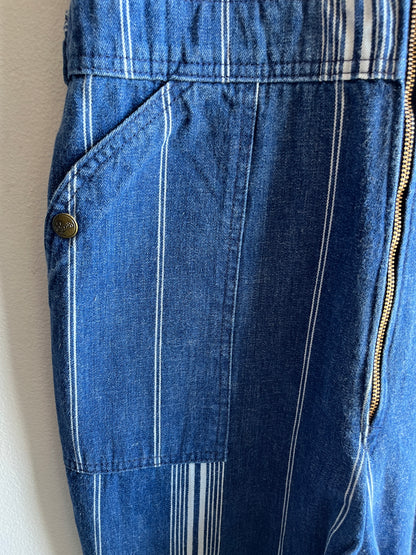 Vintage 1970’s Osh Kosh Striped Denim Low-Back Overalls