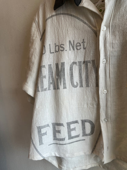 Trash Textiles - Handmade Antique Feedsack Button-Up Shirt