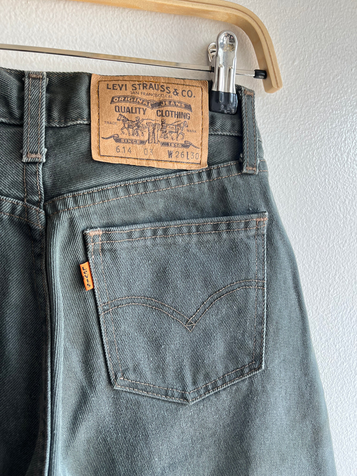 Vintage 1990’s Levi’s 614 Green Grey Denim Jeans