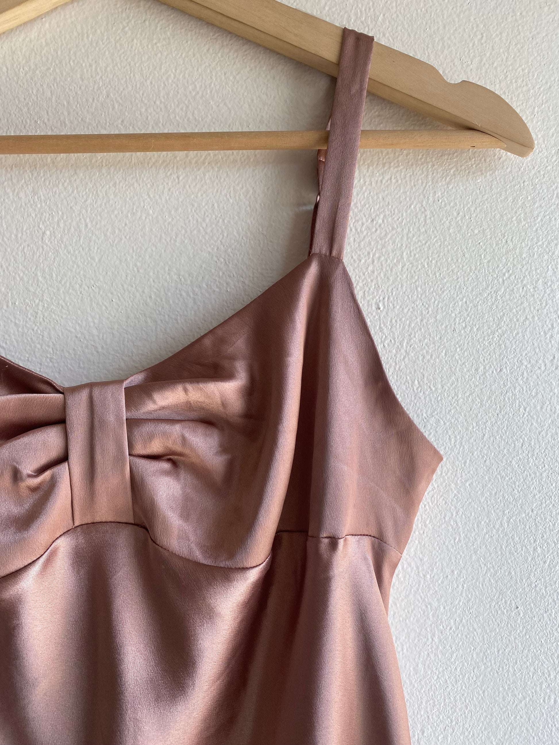 Vintage Y2K Victoria's Secret Angels Mauve Satin Slip Dress - La Lovely Vintage 