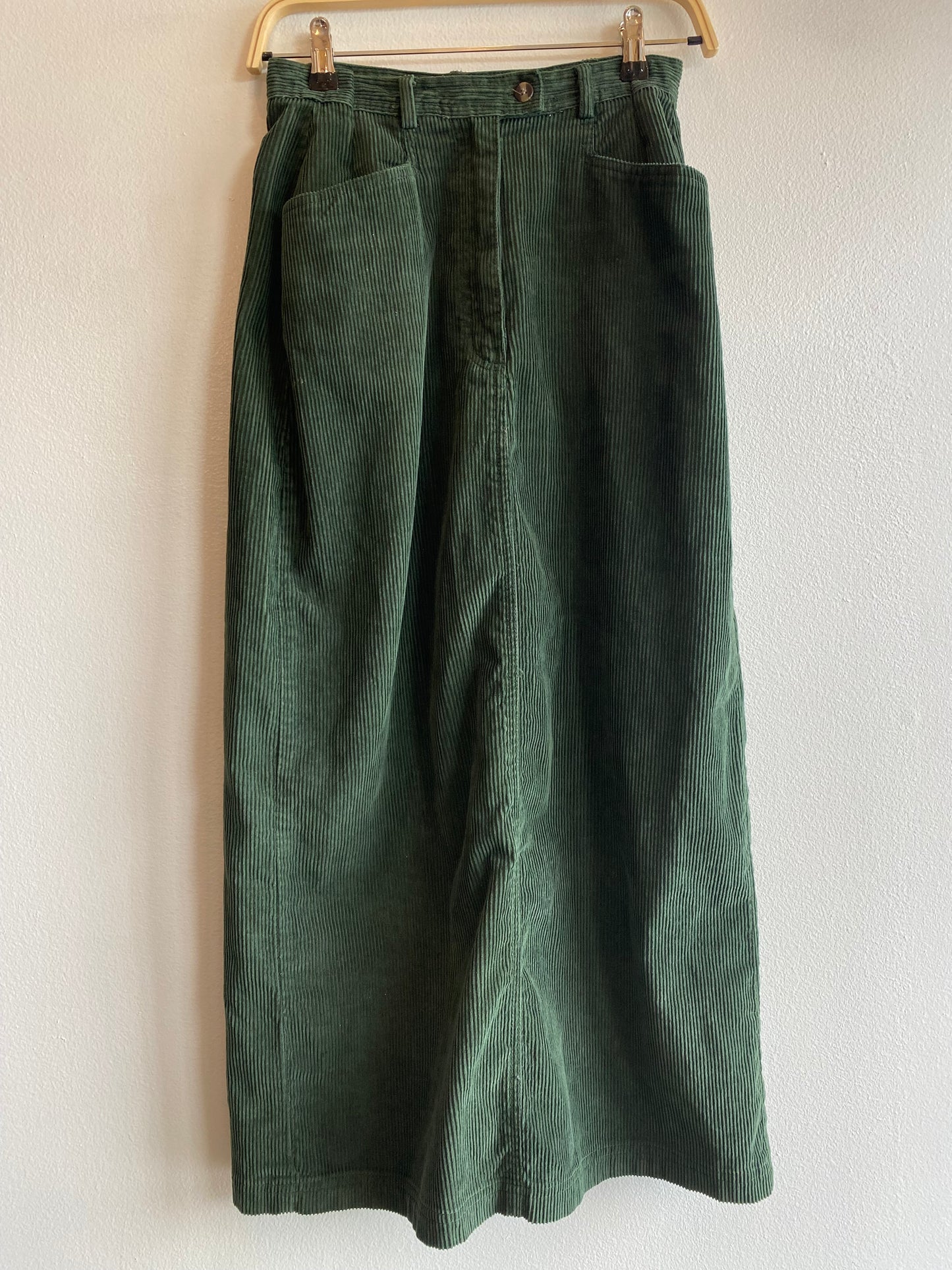 Vintage 90's Green Corduroy Maxi Skirt