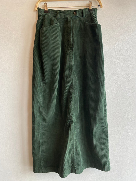 Vintage 90's Green Corduroy Maxi Skirt