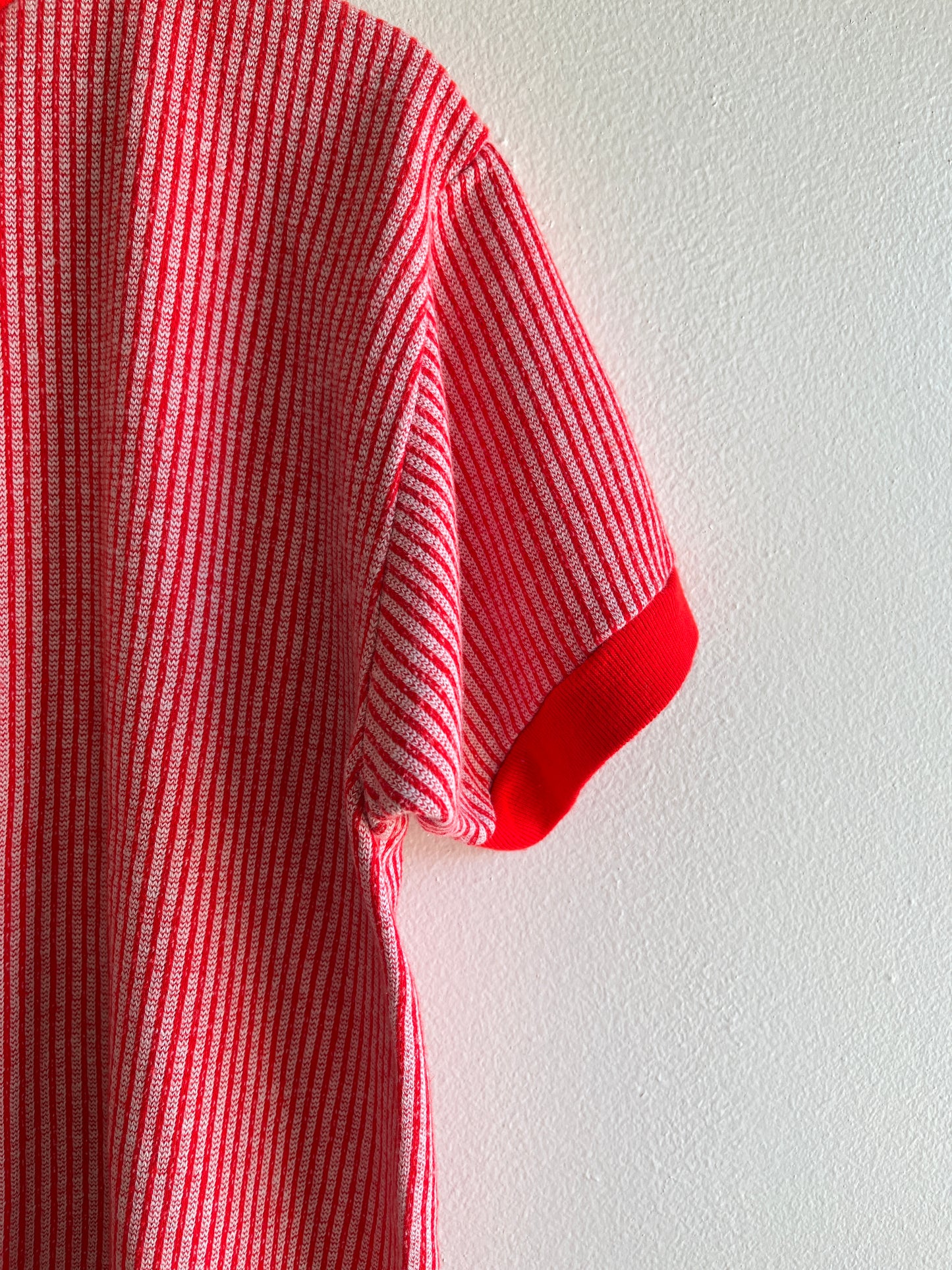 Vintage 1960’s Red Striped Short-Sleeved Sweatshirt - La Lovely Vintage 
