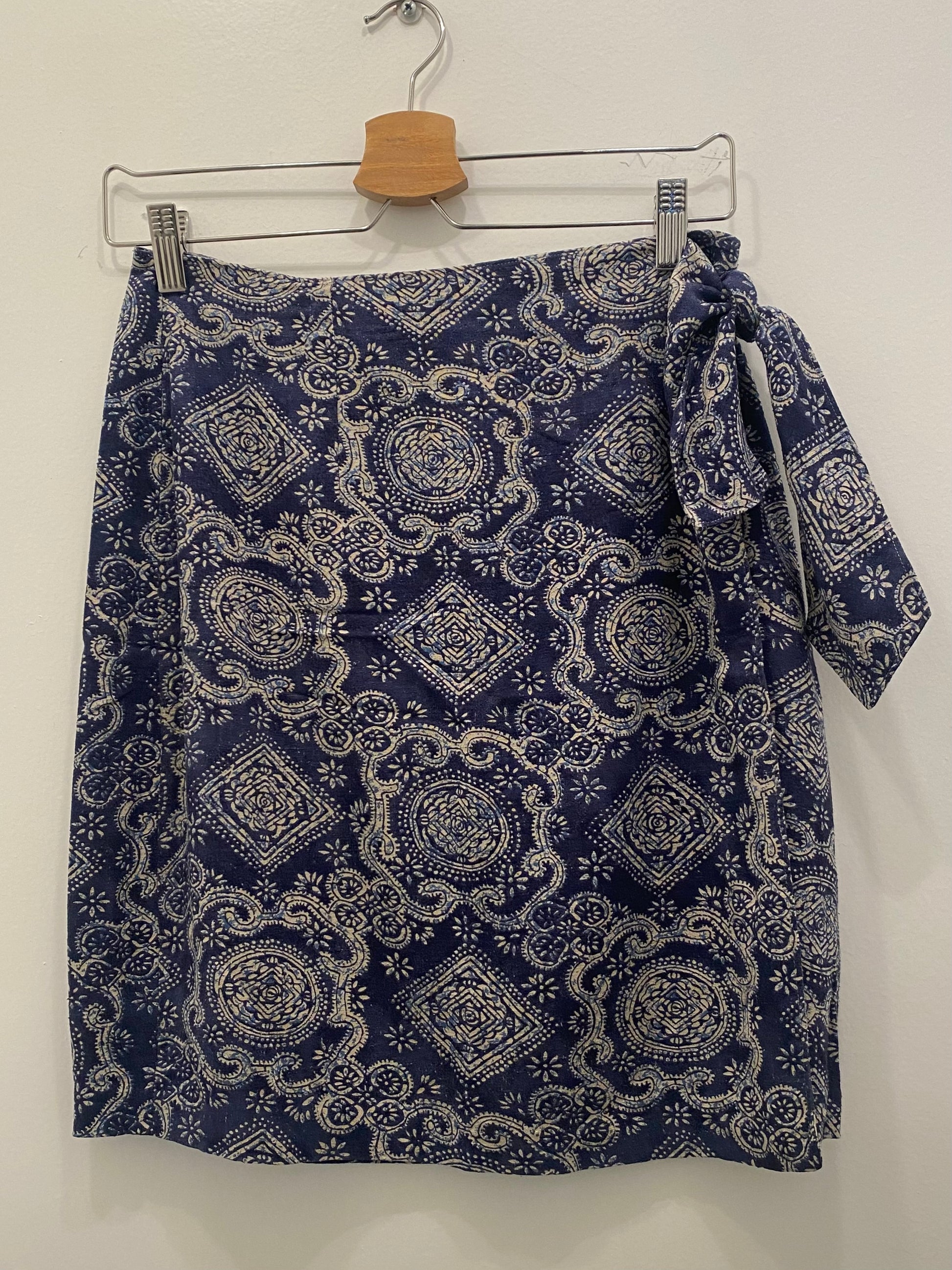 Vintage 90's Blue Floral Wrap Mini Skirt - La Lovely Vintage 