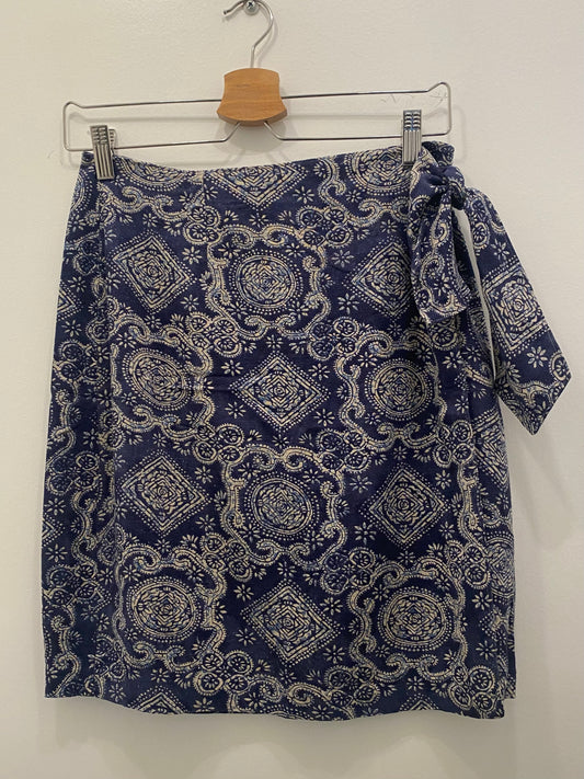 Vintage 90's Blue Floral Wrap Mini Skirt - La Lovely Vintage 