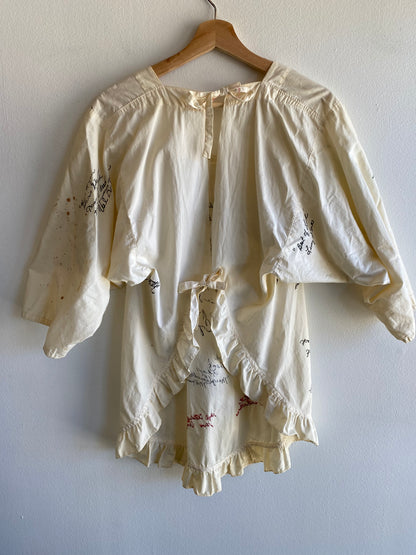 Vintage 1960’s Tie-Back Autographed Apron Blouse
