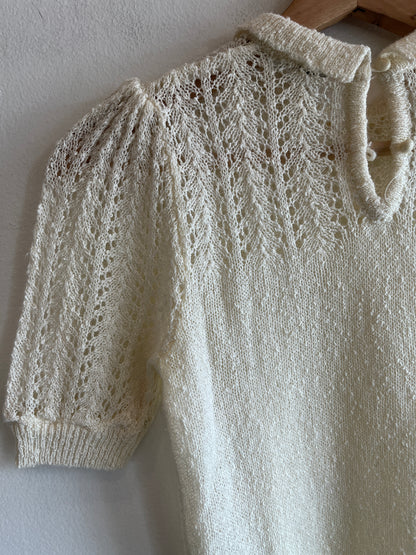 Vintage 1970’s Short Sleeve Floral Sweater