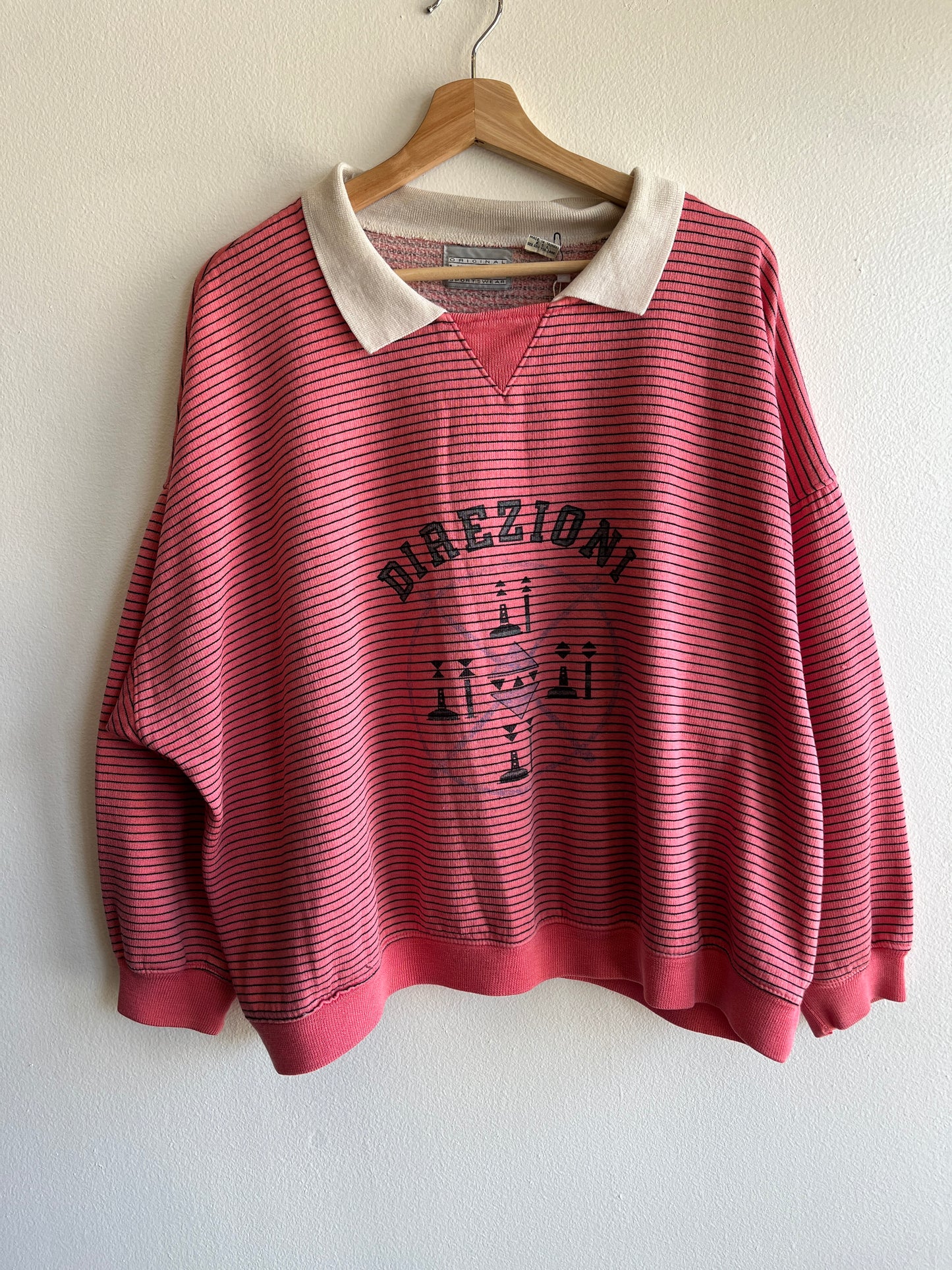 Vintage 1980’s Striped “Direzioni” Striped Collared Sweatshirt