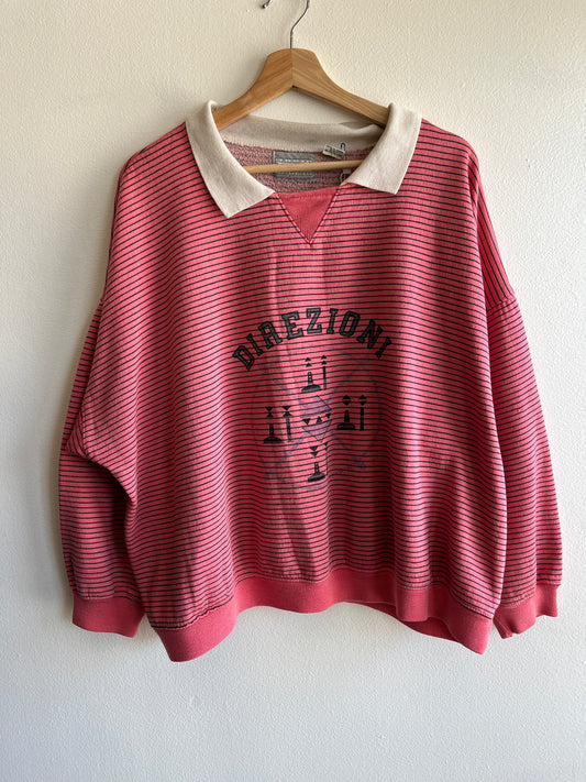Vintage 1980’s Striped “Direzioni” Striped Collared Sweatshirt