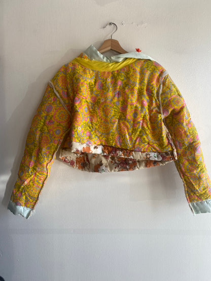 Vintage 70's Handmade Floral Quilt Pullover Jacket