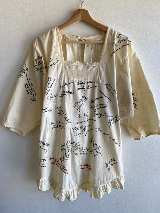 Vintage 1960’s Tie-Back Autographed Apron Blouse
