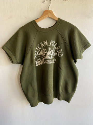 Vintage 1950’s Champion Pelican Island Short Sleeved Sweatshirt